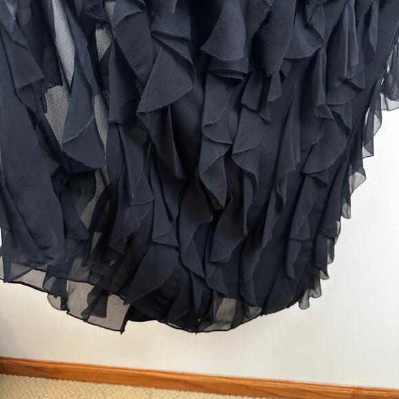 Worth Silk Maxi Skirt Y2K Handkerchief Black 8 Whimsy Goth Fairy Grunge Witchy - Picture 3 of 10